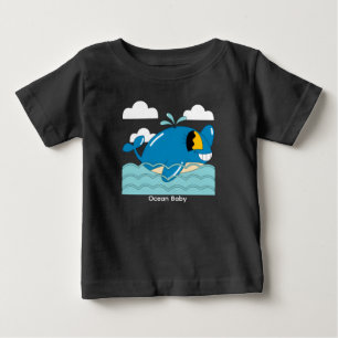 Camiseta De Bebé Dibujo de ballena sonriente adorable – Vida marina