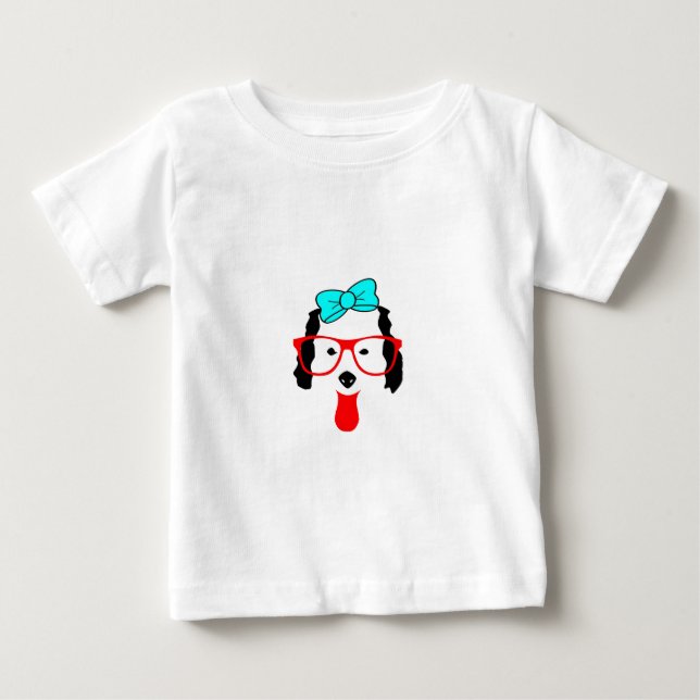 Camiseta De Bebé Dibujo de cabeza de perro divertida (Anverso)
