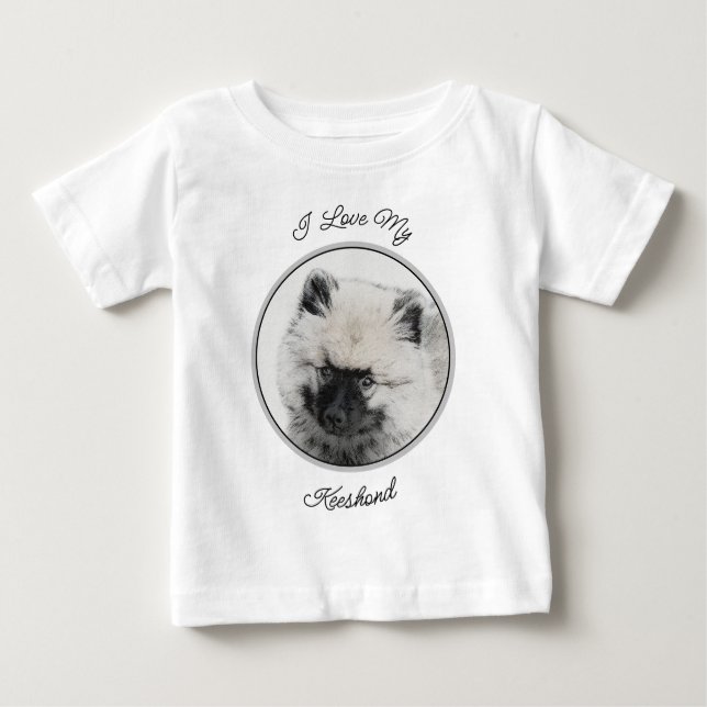 Camiseta De Bebé Dibujo de cachorros de Keeshond - Arte de perros o (Anverso)