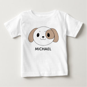 Camiseta De Bebé Dibujo de cara de cachorro lindo personalizado