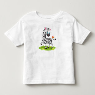 Camiseta De Bebé Dibujo de cebra bebé con mariposa-23960