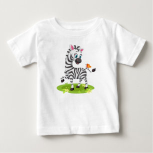 Camiseta De Bebé Dibujo de cebra bebé jugando con mariposa