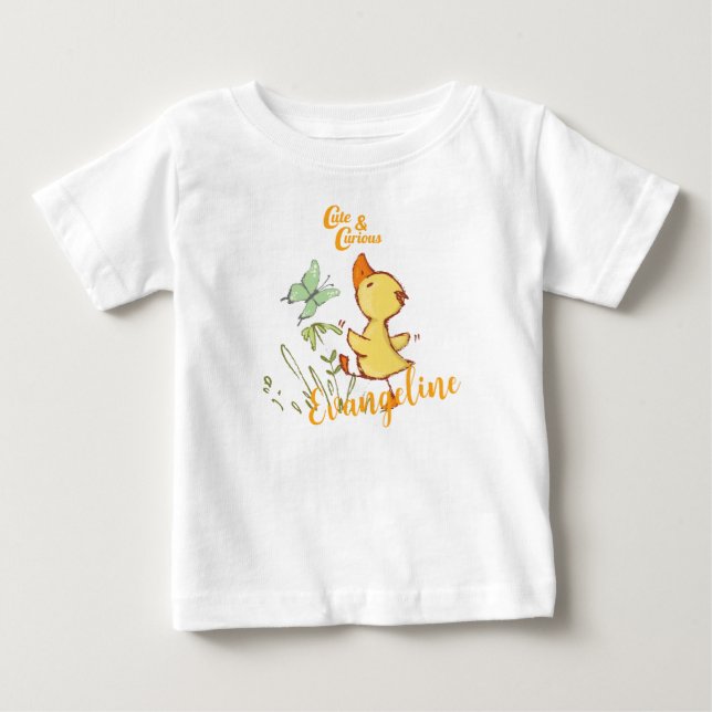 Camiseta De Bebé Dibujo de empollamiento lindo y curioso (Anverso)