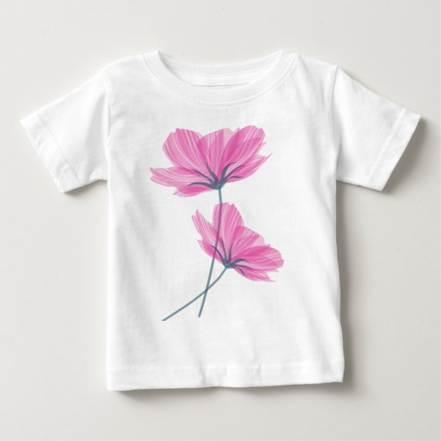 Camiseta De Bebé Dibujo de flores rosadas de Bonito delgado y lindo (Anverso)