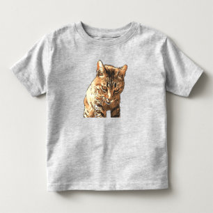 Camiseta De Bebé Dibujo de gato atigrado lindo con contorno negro