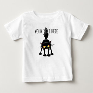 Camiseta De Bebé Dibujo de gato negro divertido y fiero