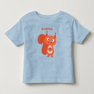 Camiseta De Bebé Dibujo de ilustración de ardilla roja linda y feli