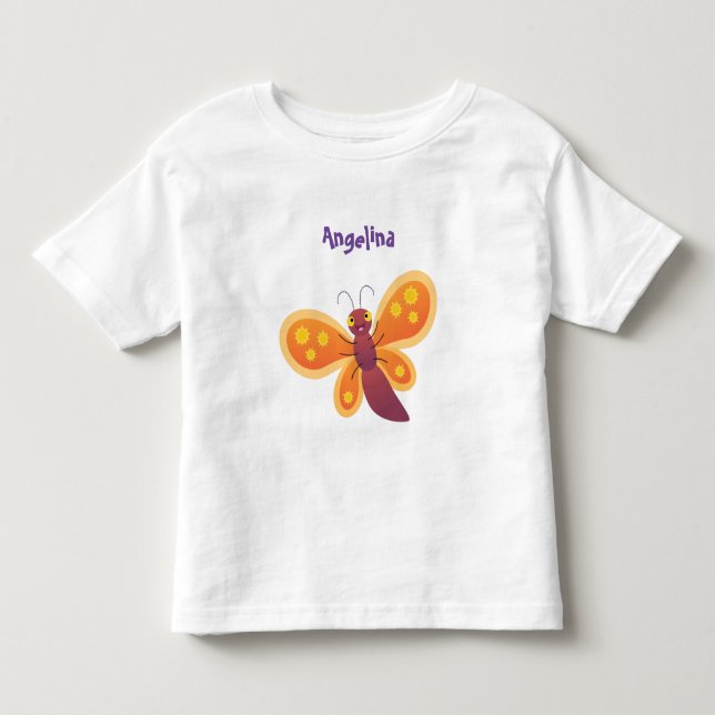 Camiseta De Bebé Dibujo de mariposa naranja feliz y linda en estilo (Anverso)