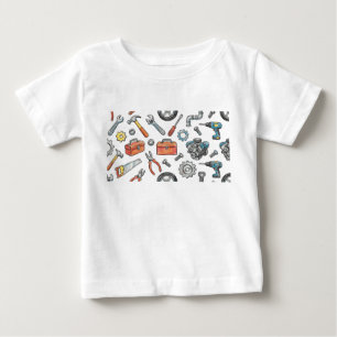 Camiseta De Bebé Dibujo de motor mecánico para niños con lápiz de c