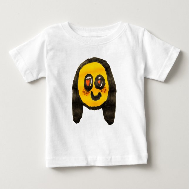 Camiseta De Bebé Dibujo de niña emoji de Doodles alegres (Anverso)