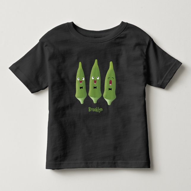 Camiseta De Bebé Dibujo de okra vegetal cantando lindo (Anverso)