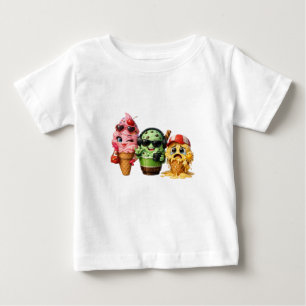 Camiseta De Bebé Dibujo de Personaje Kawaii del Equipo de Helado Di
