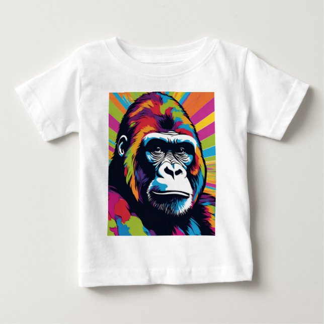 Camiseta De Bebé Dibujo de Personalizado de arte pop de Gorila (Anverso)