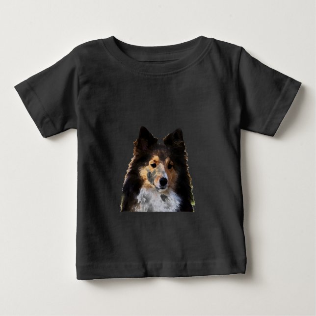 Camiseta De Bebé Dibujo de Sheltie Dog (Anverso)