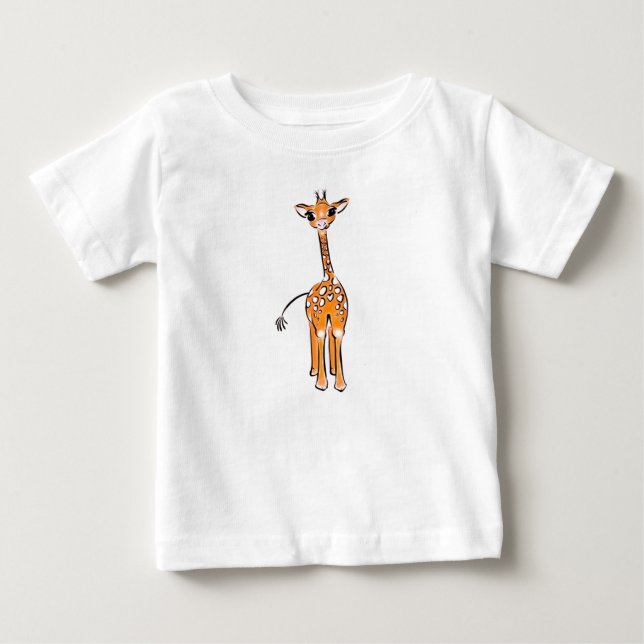 Camiseta De Bebé Dibujo de una jirafa cutánea, animales de safari (Anverso)