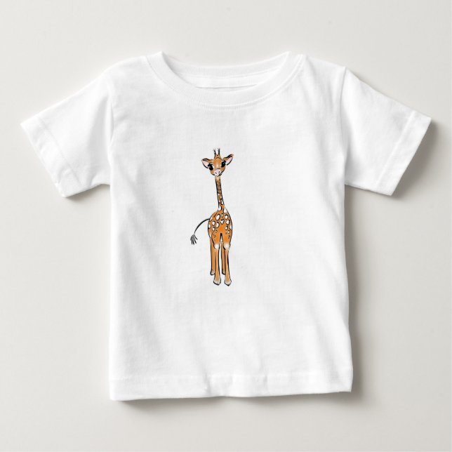 Camiseta De Bebé Dibujo de una jirafa cutánea, animales de safari (Anverso)