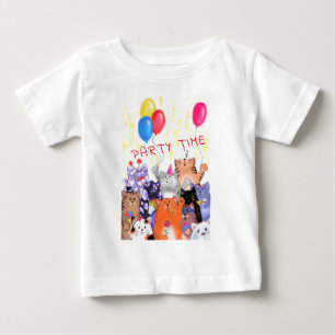 Camiseta De Bebé Dibujo del Personalizado del Fiesta del gato feliz