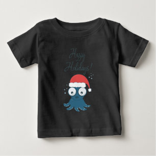 Camiseta De Bebé dibujo del pulpo azul personalizado lindo