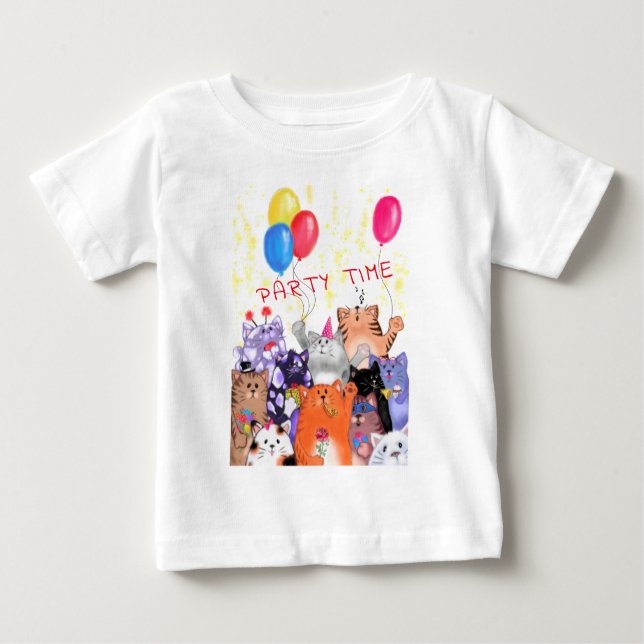 Camiseta De Bebé Dibujo feliz de Personalizado de Fiesta de gato -  (Anverso)