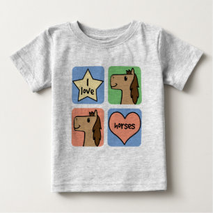 Camiseta De Bebé Dibujos Animados Adorables Me Encantan Los Caballo