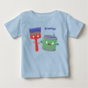 Camiseta De Bebé Dibujos animados de pinceles y pinturas lindos