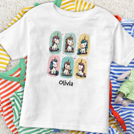 Camiseta De Bebé Dibujos de Unicornio Adorables