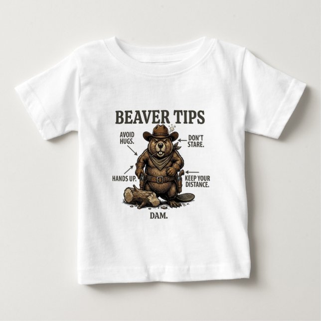 Camiseta De Bebé Dibujos divertidos de castores vaqueros del Salvaj (Anverso)