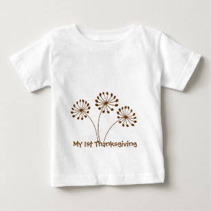 Camiseta De Bebé Diente de León Floral Abstracto Marrón