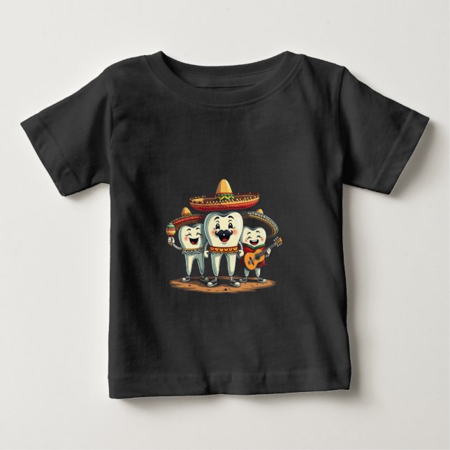 Camiseta De Bebé Diente dental floral Funny Cinco De Mayo (Anverso)