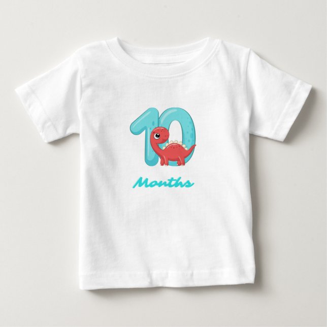 Camiseta De Bebé Diez meses lindo dinosaurio Bebé T-Shirt (Anverso)