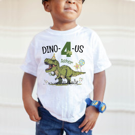 Camiseta De Bebé Dino-4-us Cute Dinosaur 4.º Fiesta de cumpleaños
