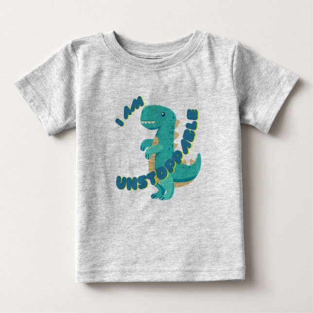 CAMISETA DE BEBÉ DINO DE CUDO MOTIVADO - T-REX (Anverso)