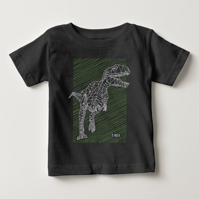 Camiseta De Bebé Dino Dinámico: Líneas de Ilustración de T-Rex (Anverso)