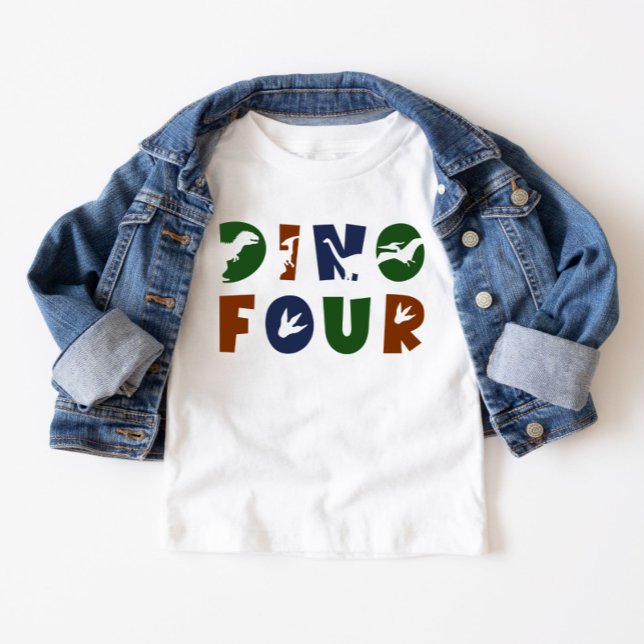 Camiseta De Bebé Dino Four Dinosaur 4º Fiesta de cumpleaños (Subido por el creador)