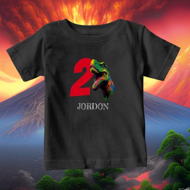 Camiseta De Bebé Dino Happy 2º cumpleaños (Bring your dream party to life with our selection of quality Dinosaur themed party supplies )