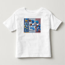Dino Kickoff: Tee divertido de fútbol blanco y azu