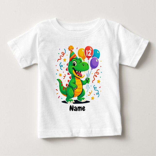 Camiseta De Bebé Dino Kids de cumpleaños personalizados (Anverso)