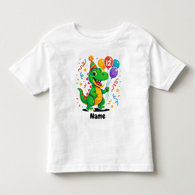 Camiseta De Bebé Dino Kids de cumpleaños personalizados (Anverso)