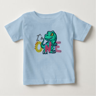 Camiseta De Bebé Dino TRex Cumpleaños 1 niños UNO Vuelta al cole