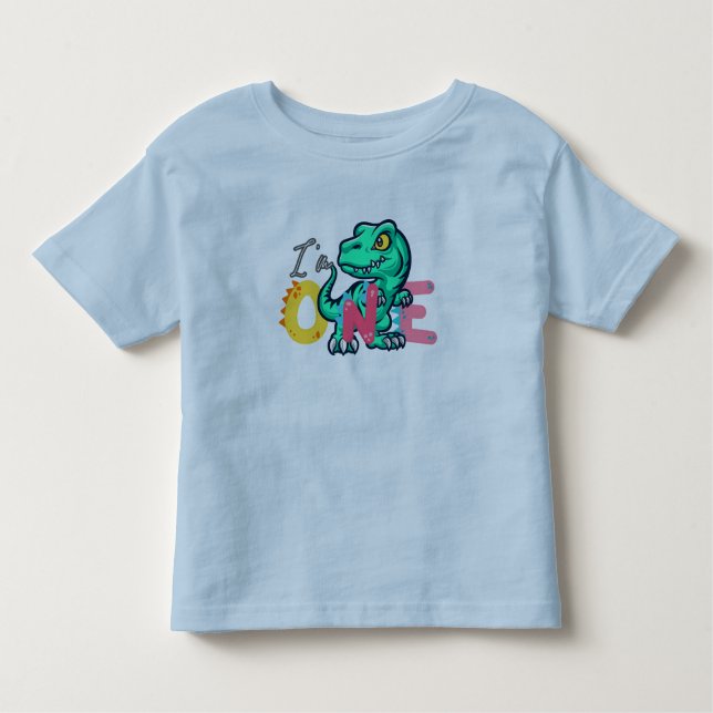 Camiseta De Bebé Dino TRex Soy un niño de cumpleaños UNO de vuelta  (Anverso)