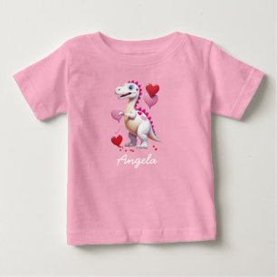 Camiseta De Bebé Dinosaur blanco lindo del día de San Valentín