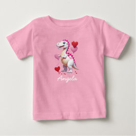 Camiseta De Bebé Dinosaur blanco lindo día de San Valentín