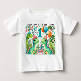 Camiseta De Bebé Dinosaur Dino Fiesta de cumpleaños 1