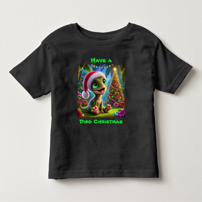 Camiseta De Bebé Dinosaur festivo de Navidad (Anverso)