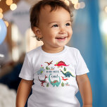 Camiseta De Bebé Dinosaur first one kids birthday<br><div class="desc">An cute hand painted dinosaur birthday with dinosaurs in a pre historic jungle. Original artwork by Caroline Bonne Müller.</div>