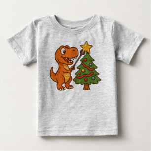 Camiseta De Bebé Dinosaur lindo con árbol de Navidad