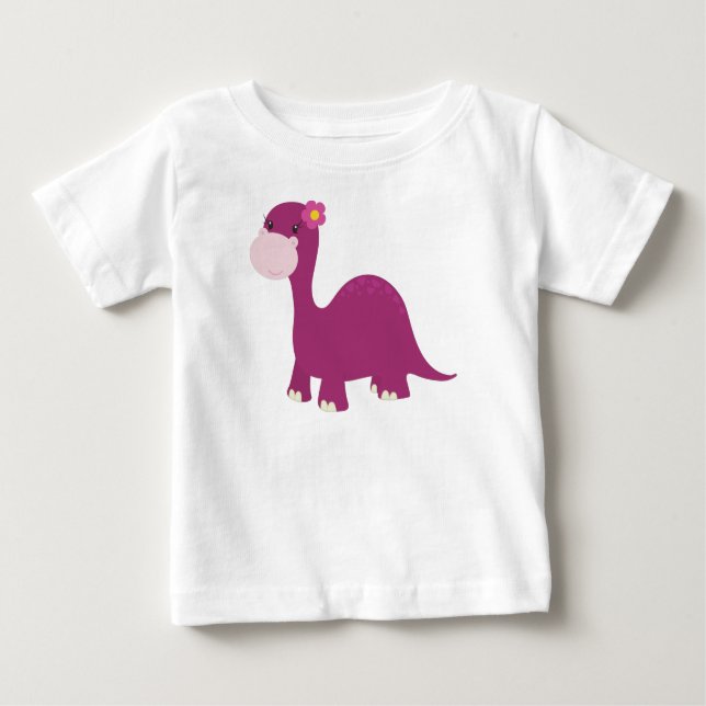 Camiseta De Bebé Dinosaur lindo, Dinosaurio niña, Dinosaurio rosa,  (Anverso)