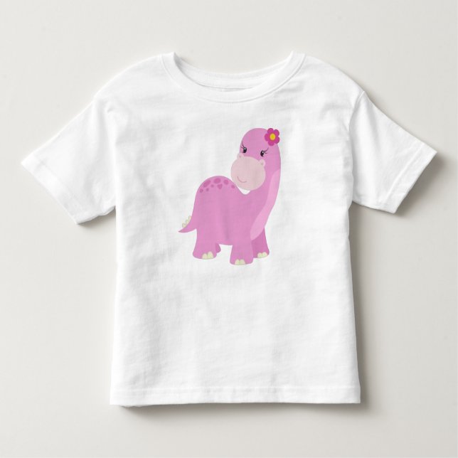 Camiseta De Bebé Dinosaur lindo, dinosaurio rosa, dinosaurio niña,  (Anverso)