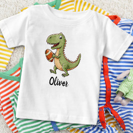 Camiseta De Bebé Dinosaur Lindo Jugando Fútbol