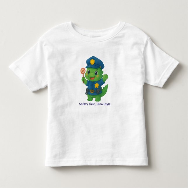 Camiseta De Bebé Dinosaur policía de tráfico adorable – Dino Jobs (Anverso)